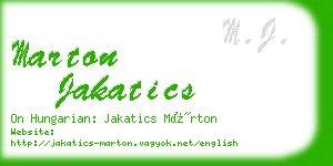 marton jakatics business card